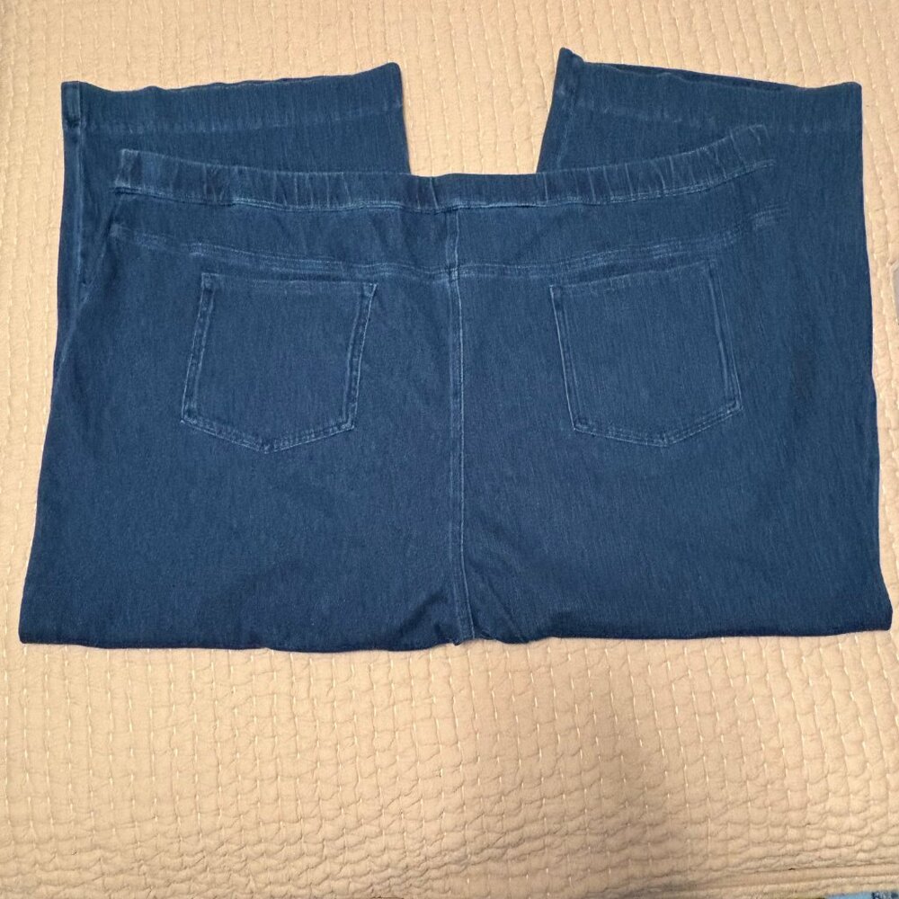 Isaac Mizrahi Knit Denim Pull On Wide Leg Cropped Pant - Size: 5X - NWT